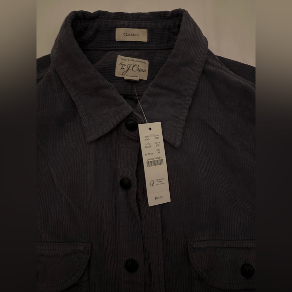 NWT J. Crew Men's Gray Garment-dyed corduroy workshirt - Picture 3 of 6